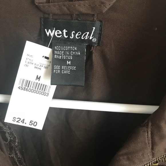Brown 3/4 Sleeve Zipper Detail Jacket by Wet Seal - Picture 3 of 5